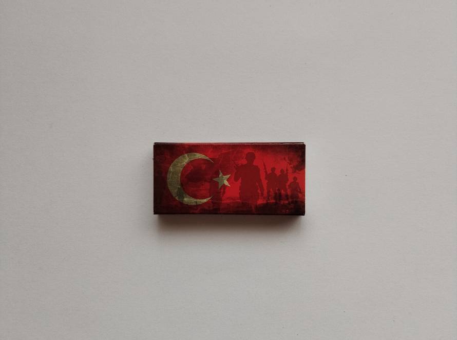 Turkish flag design with wolf and soldier silhouettes