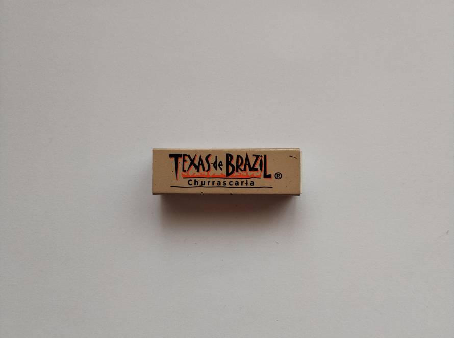 Texas de Brazil Churrascaria branded matchbox with bold typographic logo