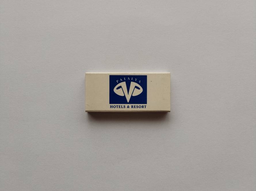 “Patalya Hotels & Resort” promotional matchbox; cream background with blue logo. Reverse side lists Kızılcahamam & Gölbaşı (Ankara) locations with contact details
