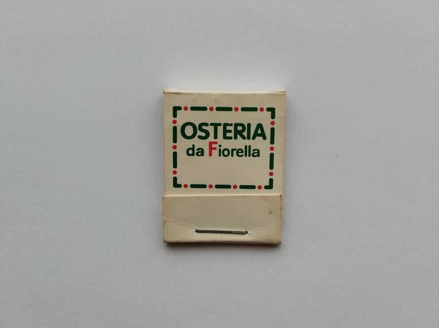 “Osteria da Fiorella” Italian restaurant matchbox; includes Tel Aviv address and contact details on reverse.