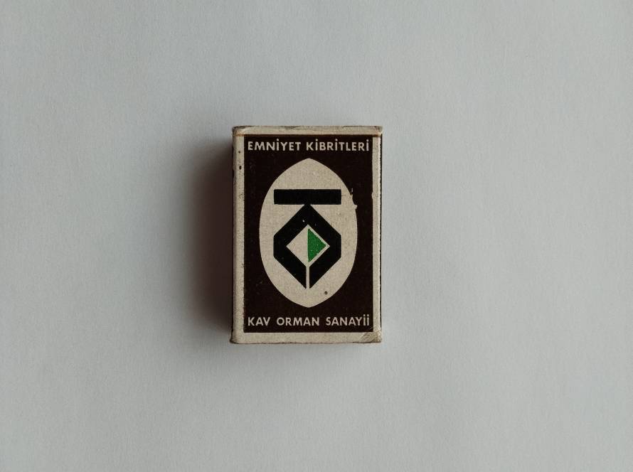 KAV Orman Sanayii safety matches; minimalist industrial branding with strong graphic identity.