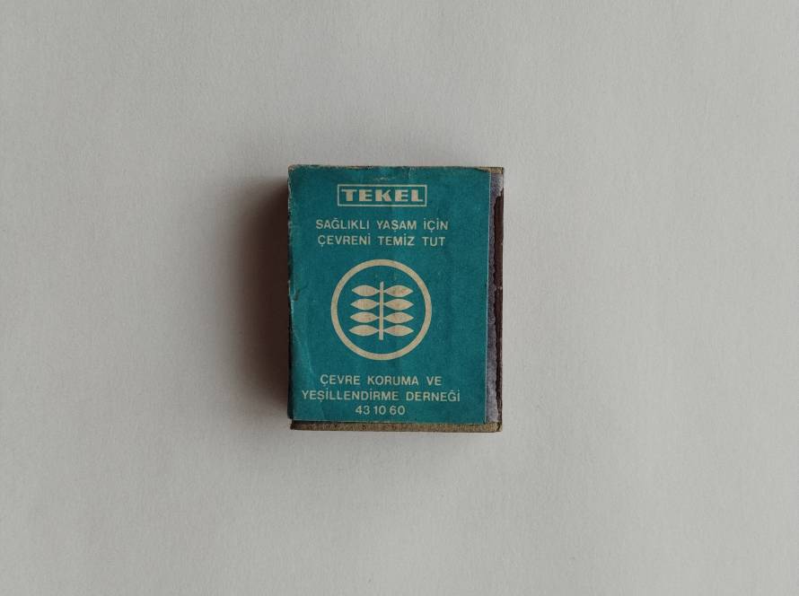 TEKEL environmental awareness message; “Keep the environment clean” themed promotional matchbox.