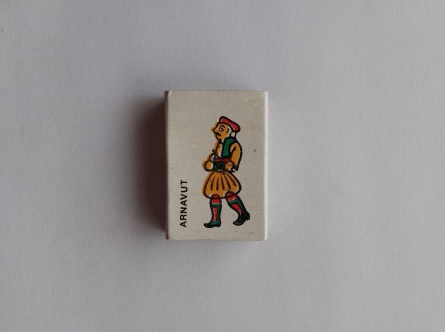 Traditional “Arnavut” (Albanian) costume figure illustration; cultural series collectible.