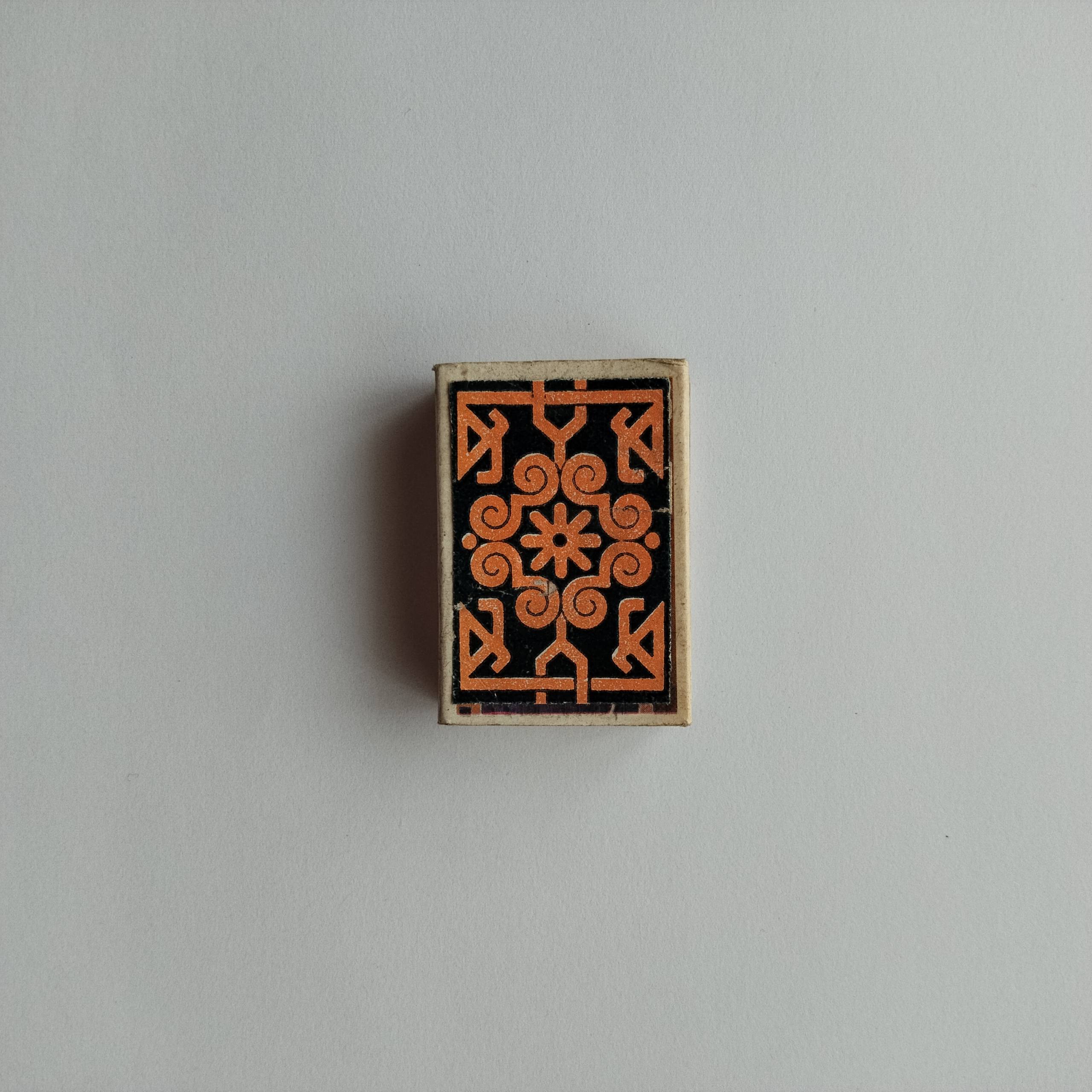 Orange Black Floralm Geometric Motif