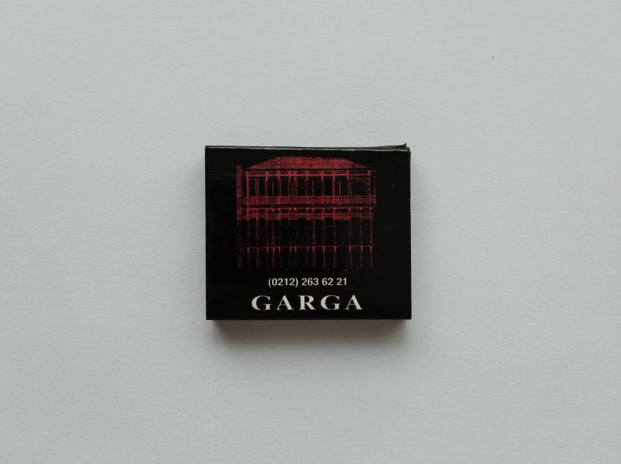 Garga branded promotional matchbox, likely associated with an upscale restaurant, bar, or nightlife venue in Istanbul.