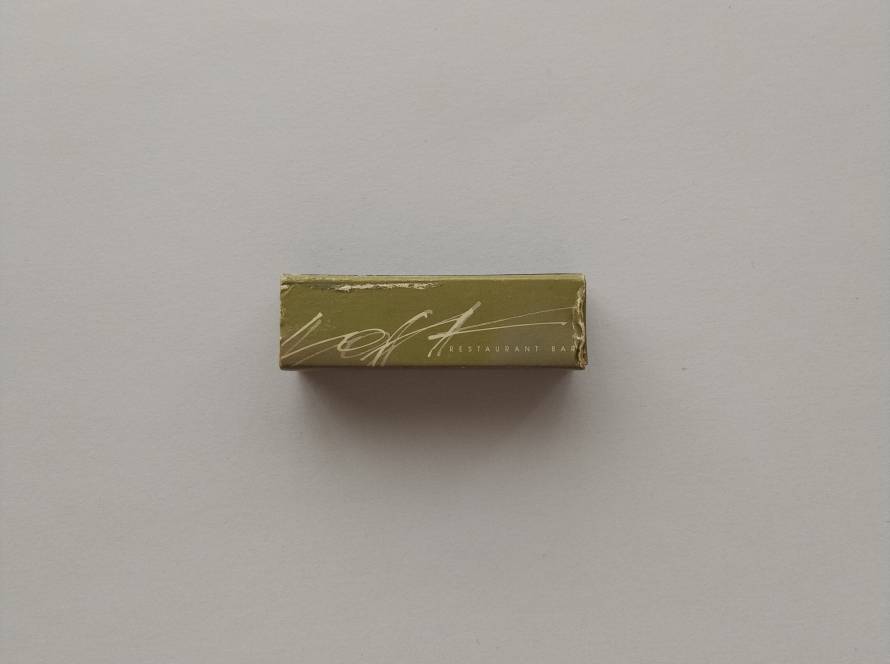 Promotional matchbox for Loft Restaurant Bar, featuring elegant minimalist branding. Reverse includes Istanbul Convention & Exhibition Center location details.