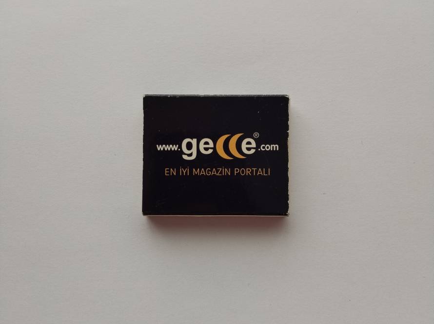 Promotional matchbox advertising Gece.com, a Turkish entertainment and magazine portal. Early internet-era promotional collectible.