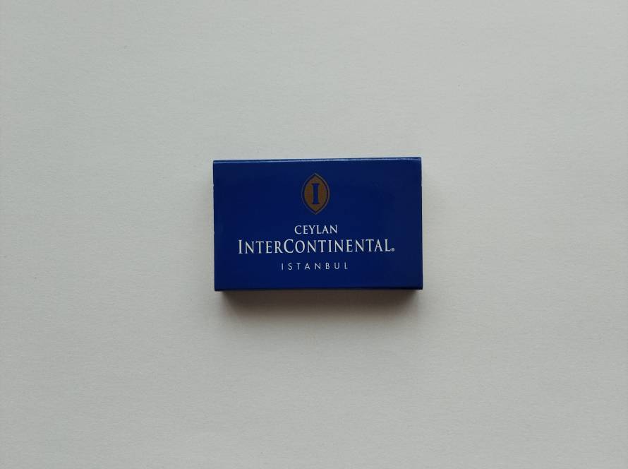 Premium promotional matchbox for Ceylan InterContinental Istanbul, featuring the InterContinental branding and slogan "We know what it takes." Highly collectible international hotel advertising piece.